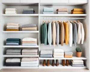 how to organize sweaters on shelves